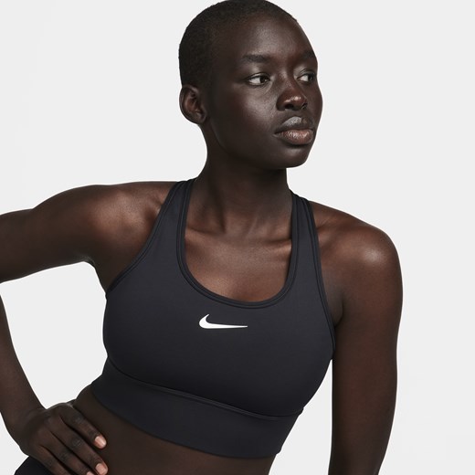 Damski stanik sportowy o wydłużonym kroju z wkładkami Nike Swoosh Medium Support Nike XS Nike poland