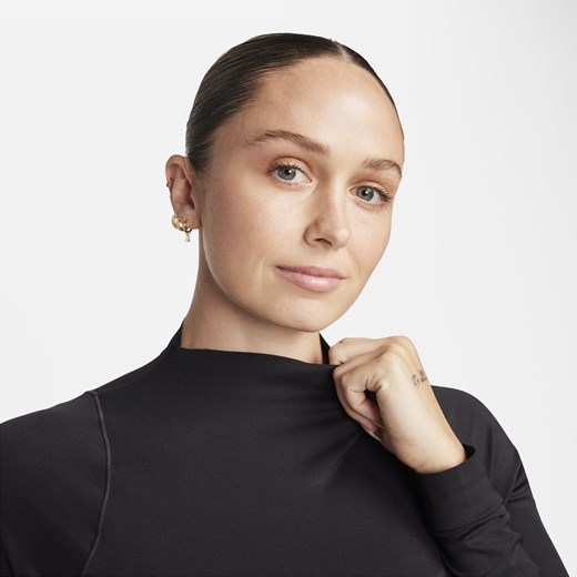 Bluzka damska czarna Nike z okrągłym dekoltem z długimi rękawami