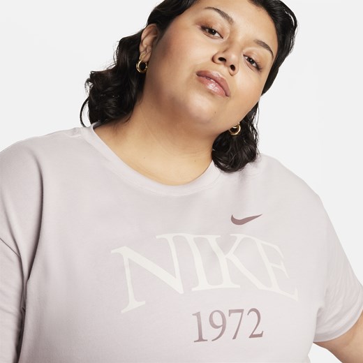 Bluzka damska Nike z okrągłym dekoltem z napisem różowa bawełniana 