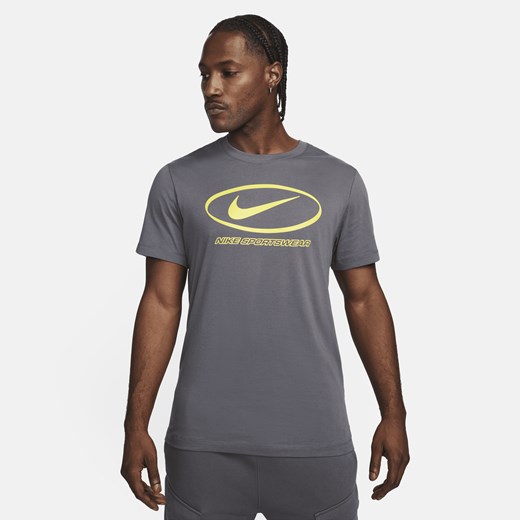 Nike t-shirt męski z krótkim rękawem z napisami bawełniany w sportowym stylu 