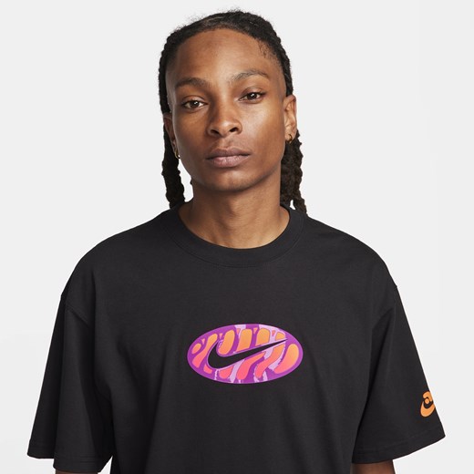 Bluzka damska Nike z napisami czarna z krótkim rękawem z okrągłym dekoltem 