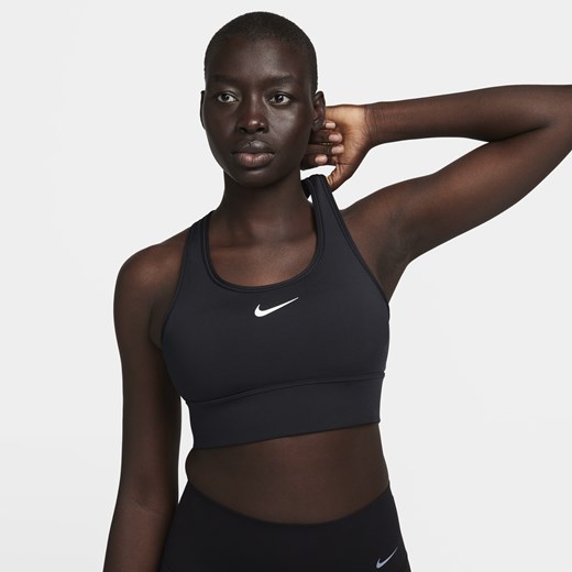 Damski stanik sportowy o wydłużonym kroju z wkładkami Nike Swoosh Medium Support Nike XS Nike poland
