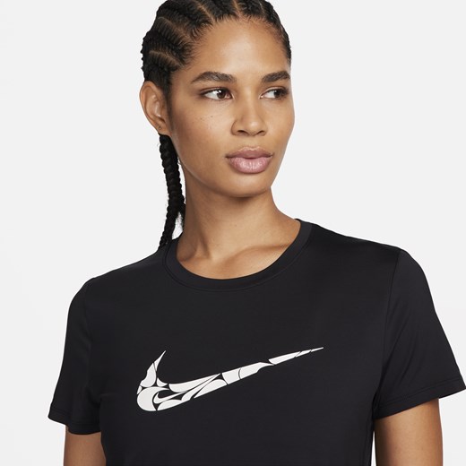 Bluzka damska Nike z krótkim rękawem czarna z okrągłym dekoltem 