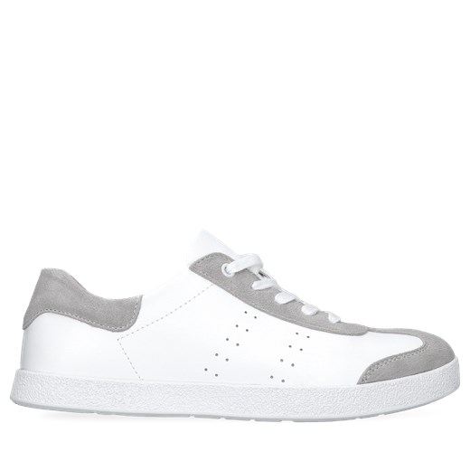 Biało-szare sneakersy damskie ze skóry, Sneakersy, GG0001-01 39 Konopka Shoes