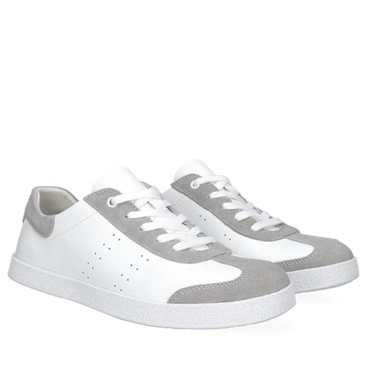 Biało-szare sneakersy damskie ze skóry, Sneakersy, GG0001-01 40 Konopka Shoes