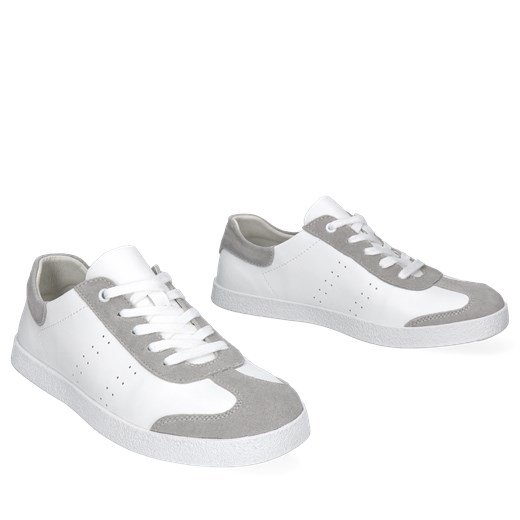Biało-szare sneakersy damskie ze skóry, Sneakersy, GG0001-01 38 Konopka Shoes