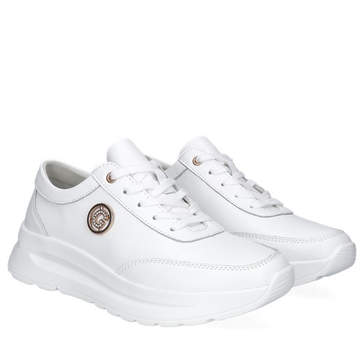 Białe sneakersy damskie ze skóry, Sneakersy, GG0002-01 40 Konopka Shoes