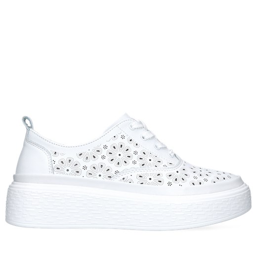 Białe sneakersy damskie ze skóry, Sneakersy, GG0003-01 38 Konopka Shoes