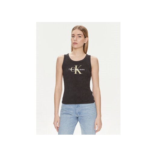 Calvin Klein Jeans Top Archival Monologo J20J223160 Czarny Slim Fit ze sklepu MODIVO w kategorii Bluzki damskie - zdjęcie 169785462