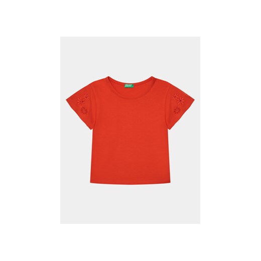 United Colors Of Benetton T-Shirt 3P4ZC10I4 Czerwony Slim Fit ze sklepu MODIVO w kategorii Bluzki dziewczęce - zdjęcie 169785473