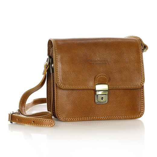 Torba skórzana kwadratowa premium Florence bag - MARCO MAZZINI camelowa ze sklepu Verostilo w kategorii Listonoszki - zdjęcie 169785712