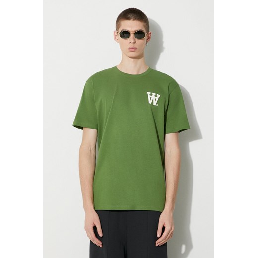 Wood Wood t-shirt bawełniany Ace AA Logo męski kolor zielony z nadrukiem 10285709.2222 ze sklepu ANSWEAR.com w kategorii T-shirty męskie - zdjęcie 169786853