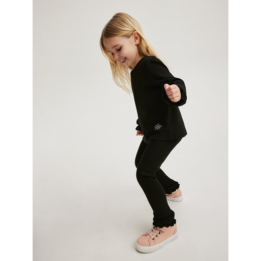 Reserved - Bawełniane legginsy w prążek - czarny ze sklepu Reserved w kategorii Spodnie i półśpiochy - zdjęcie 169791100