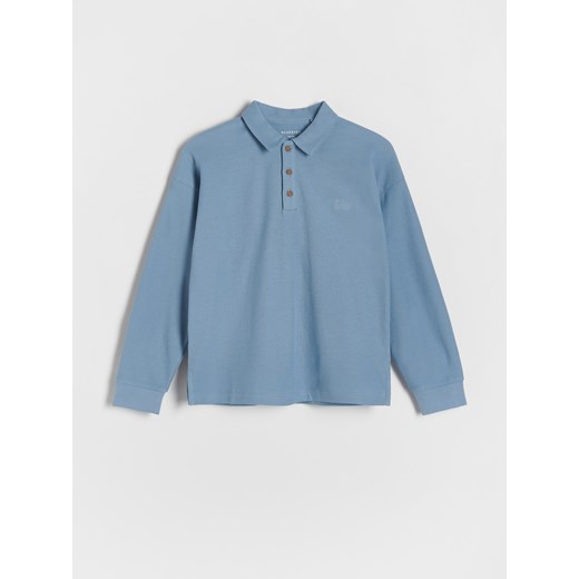Reserved - Longsleeve polo oversize - niebieski ze sklepu Reserved w kategorii T-shirty chłopięce - zdjęcie 169791770