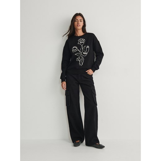 Reserved - Bluza z ozdobną aplikacją - czarny ze sklepu Reserved w kategorii Bluzy damskie - zdjęcie 169791823