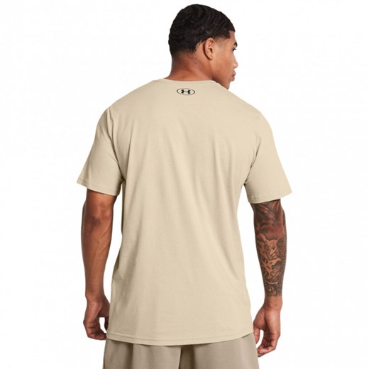 T-shirt męski beżowy Under Armour w sportowym stylu z krótkim rękawem 
