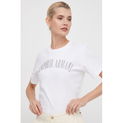 Emporio Armani t-shirt bawełniany damski kolor biały 3D2T7S 2JIDZ ze sklepu ANSWEAR.com w kategorii Bluzki damskie - zdjęcie 169793830