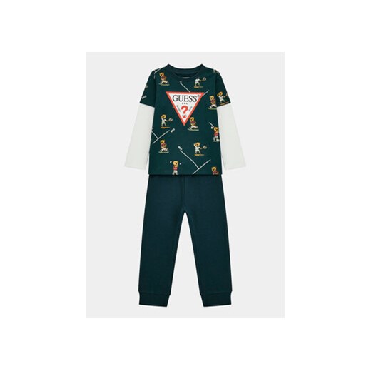 Guess Komplet bluzka i spodnie Set Ls T N4RG04 K8HM3 Zielony Regular Fit ze sklepu MODIVO w kategorii Dresy chłopięce - zdjęcie 169800063