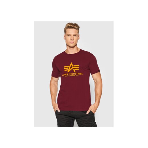 Alpha Industries T-Shirt Basic 100501 Bordowy Regular Fit ze sklepu MODIVO w kategorii T-shirty męskie - zdjęcie 169800143