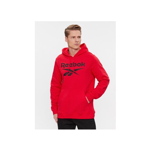 Reebok Bluza Identity Fleece Stacked Logo Pullover Hoodie IM3281 Czerwony ze sklepu MODIVO w kategorii Bluzy męskie - zdjęcie 169800263