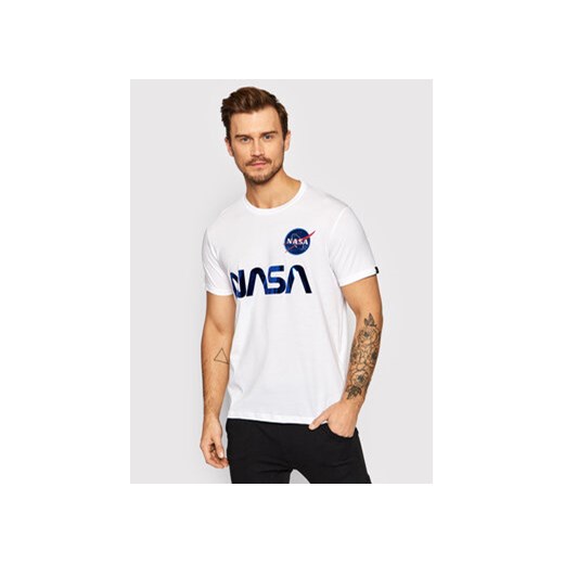 Alpha Industries T-Shirt Nasa Reflective 178501 Biały Regular Fit ze sklepu MODIVO w kategorii T-shirty męskie - zdjęcie 169800621