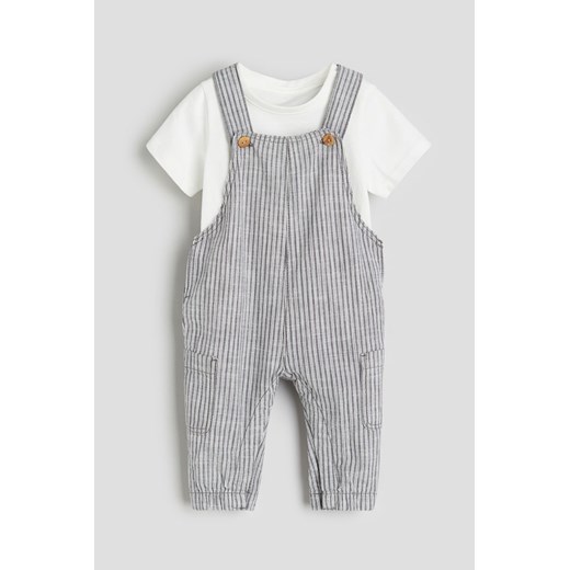 H & M - Bawełniany komplet 2-częściowy - Szary ze sklepu H&M w kategorii Komplety niemowlęce - zdjęcie 169800932