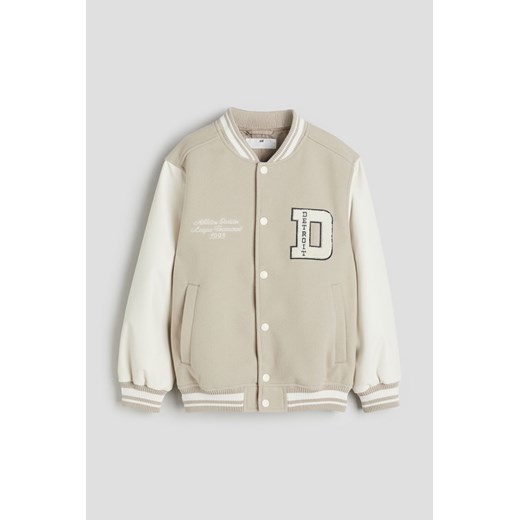 H & M - Kurtka bejsbolowa z aplikacjami - Brązowy H & M 152 (11-12Y) H&M