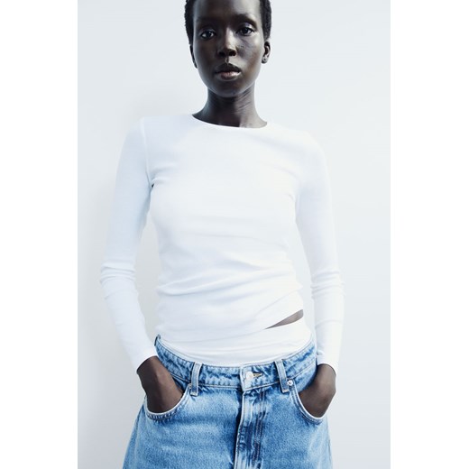 H & M - Bawełniany top w prążki - Biały ze sklepu H&M w kategorii Bluzki damskie - zdjęcie 169801161