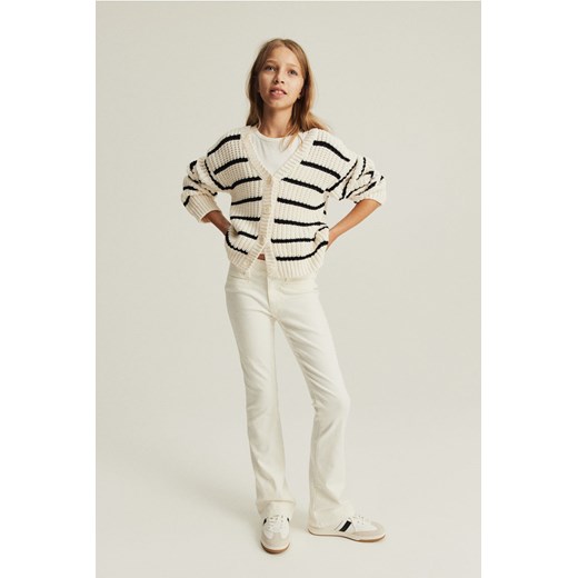 H & M - Spodnie z diagonalu Bootcut Leg - Biały ze sklepu H&M w kategorii Spodnie dziewczęce - zdjęcie 169801290