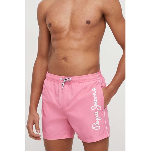 Pepe Jeans szorty kąpielowe kolor różowy ze sklepu ANSWEAR.com w kategorii Kąpielówki - zdjęcie 169802510