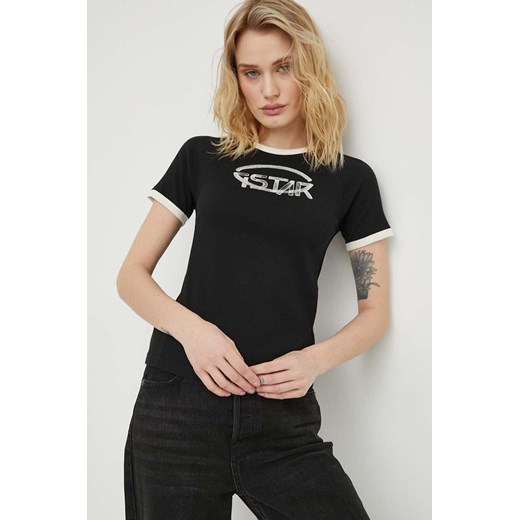 G-Star Raw t-shirt bawełniany damski kolor czarny ze sklepu ANSWEAR.com w kategorii Bluzki damskie - zdjęcie 169803014