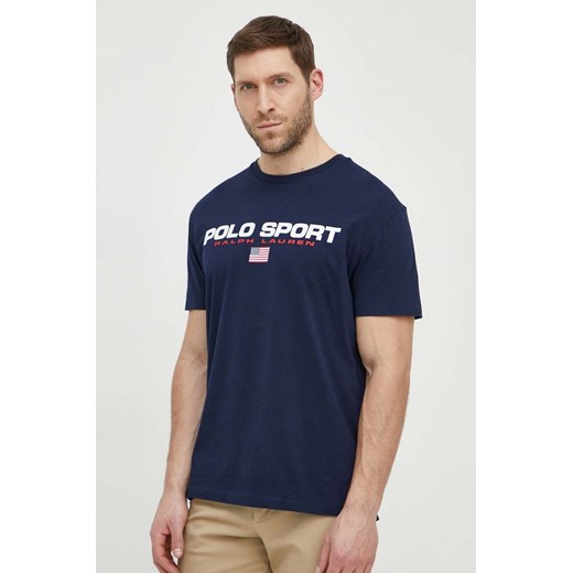 Polo Ralph Lauren t-shirt bawełniany męski kolor granatowy z nadrukiem 710750444 ze sklepu ANSWEAR.com w kategorii T-shirty męskie - zdjęcie 169803053