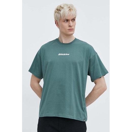 Dickies t-shirt bawełniany ENTERPRISE TEE SS męski kolor zielony z nadrukiem DK0A4YRN ze sklepu ANSWEAR.com w kategorii T-shirty męskie - zdjęcie 169803174