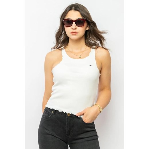 top damski tommy jeans dw0dw13492 biały ze sklepu Royal Shop w kategorii Bluzki damskie - zdjęcie 169803941