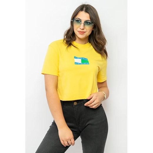 t-shirt damski tommy jeans dw0dw14196 żółty ze sklepu Royal Shop w kategorii Bluzki damskie - zdjęcie 169803950