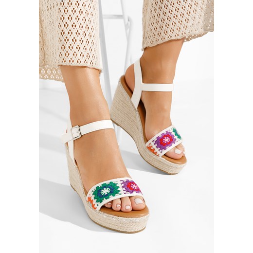 Sandały damskie Zapatos z tkaniny białe casual 