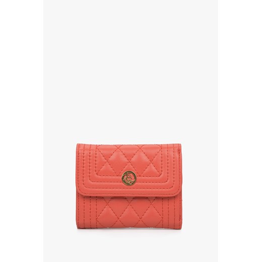 Estro: Poręczny czerwony portfel damski ze złotymi okuciami ze sklepu Estro w kategorii Portfele damskie - zdjęcie 169806540