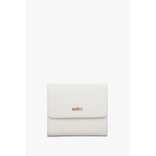 Estro: Mały jasnobeżowy portfel damski ze skóry naturalnej ze sklepu Estro w kategorii Portfele damskie - zdjęcie 169806551