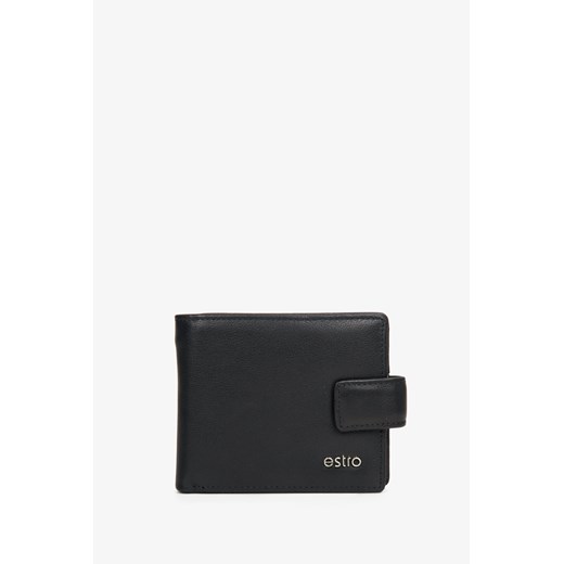 Estro: Czarny skórzany portfel męski zapinany na zatrzask ze sklepu Estro w kategorii Portfele męskie - zdjęcie 169806594
