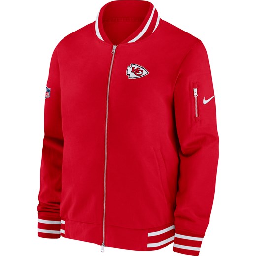 Męska kurtka typu bomberka z zamkiem na całej długości Nike Coach (NFL Kansas City Chiefs) - Czerwony ze sklepu Nike poland w kategorii Kurtki męskie - zdjęcie 169808214