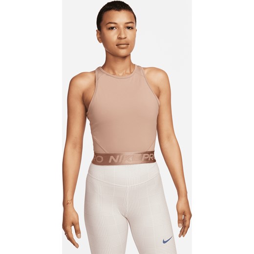 Krótka koszulka damska Nike Pro Dri-FIT - Brązowy ze sklepu Nike poland w kategorii Bluzki damskie - zdjęcie 169808243