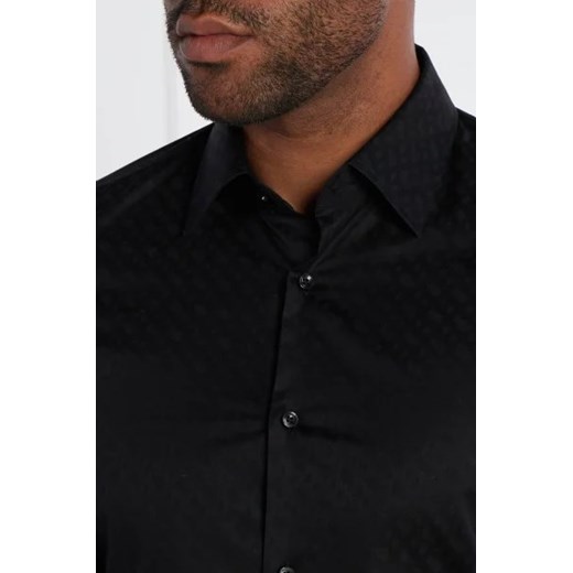 Koszula męska BOSS HUGO z długim rękawem bawełniana czarna 