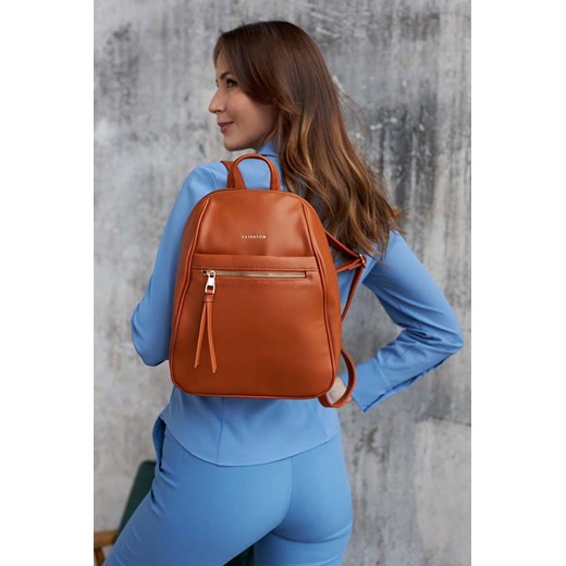 Elegancki plecak damski jasnobrązowy ze skóry ekologicznej - Peterson ze sklepu 5.10.15 w kategorii Plecaki - zdjęcie 169816202