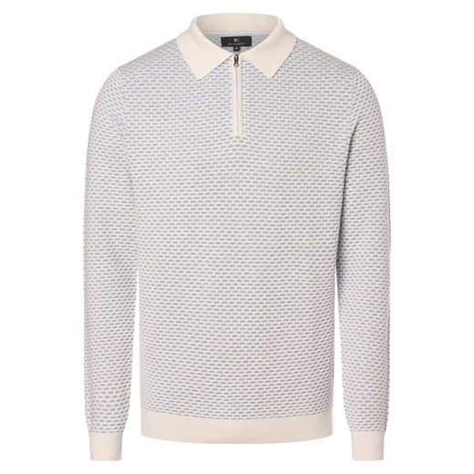Nils Sundström Męski sweter Mężczyźni Bawełna biały wypukły wzór tkaniny ze sklepu vangraaf w kategorii Swetry męskie - zdjęcie 169816682