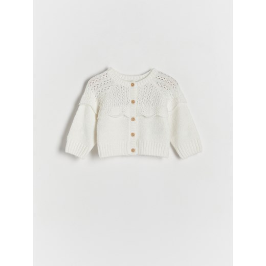Reserved - Kardigan z domieszką wełny - złamana biel ze sklepu Reserved w kategorii Bluzy i swetry - zdjęcie 169817112