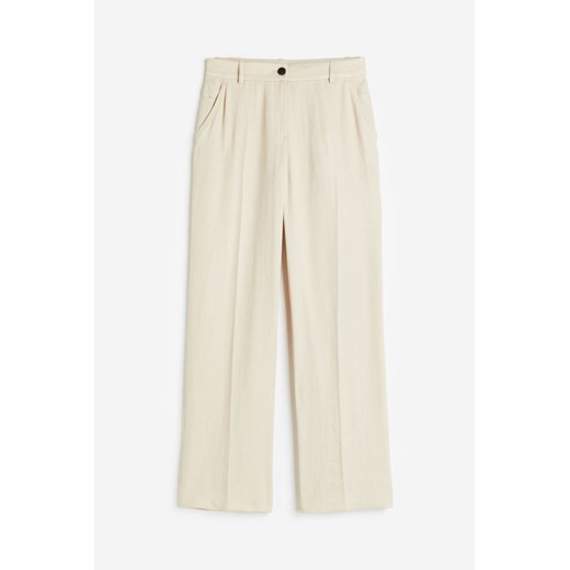 H & M - Proste spodnie - Beżowy ze sklepu H&M w kategorii Spodnie damskie - zdjęcie 169819220