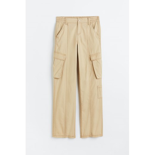 H & M - Płócienne spodnie cargo - Beżowy ze sklepu H&M w kategorii Spodnie damskie - zdjęcie 169819270