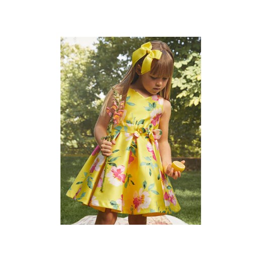 Abel & Lula Sukienka elegancka 5057 Żółty Regular Fit ze sklepu MODIVO w kategorii Sukienki dziewczęce - zdjęcie 169819614