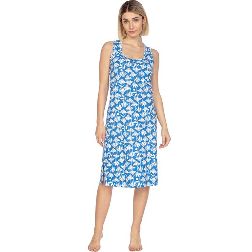 Bawełniana koszula nocna niebieska 132, Kolor niebieski-wzór, Rozmiar M, Regina ze sklepu Intymna w kategorii Koszule nocne - zdjęcie 169819894