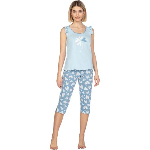 Bawełniana piżama damska niebieska 658, Kolor niebieski-wzór, Rozmiar S, Regina ze sklepu Intymna w kategorii Piżamy damskie - zdjęcie 169819924
